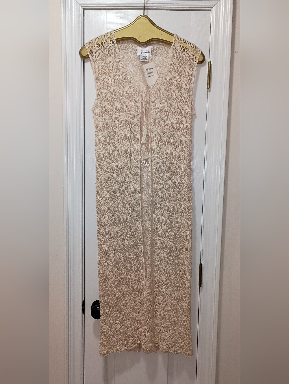 Kroshetta By Papillon Vintage Crochet Long Vest Cardigan New With Tags